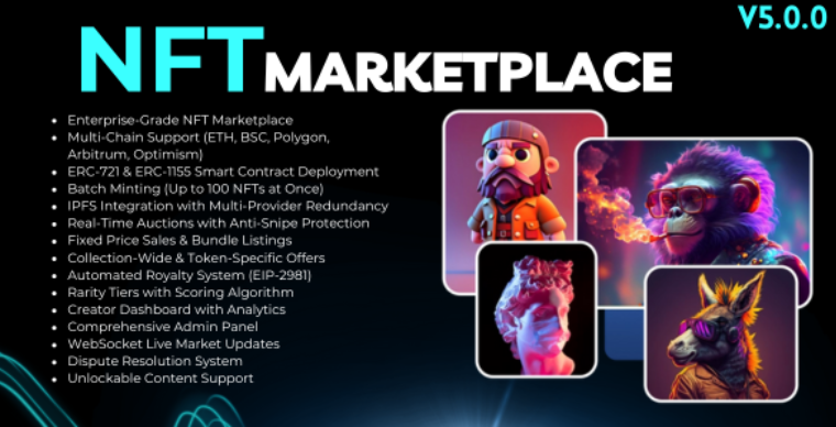 Bicrypto & Ecosystem & Wallet Connect için NFT Pazar Yeri Eklentisi cover image