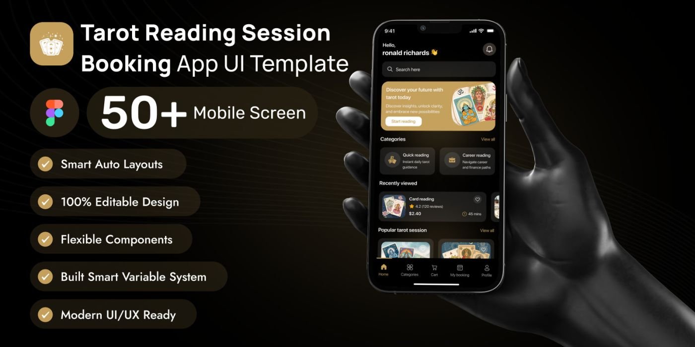 Tarot Reading Session Booking App Figma UI Kit cover image